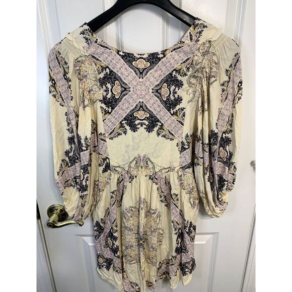 Free People Girl Talk Boho Balloon Sleeve Blouse Tunic Size XS - Picture 2 of 8